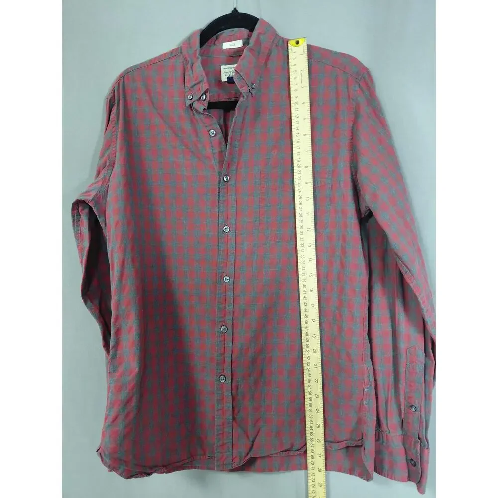 J.Crew Red Plaid Button-Up Shirt Men Size M